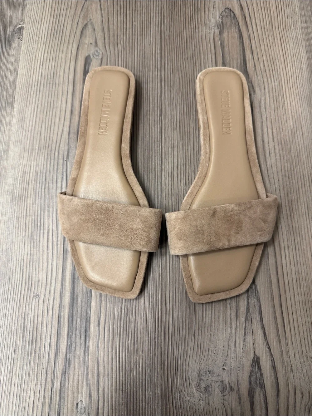 Steve Madden Beige Suede Slide Sandals